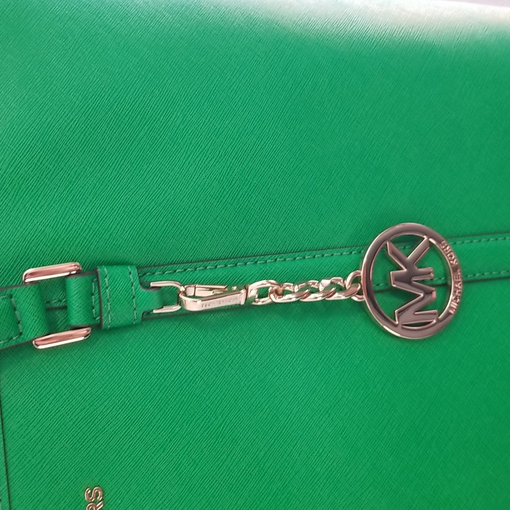 MICHAEL KORS Large MF TZ Tote Leather Palm GREEN - Picture 2 of 12